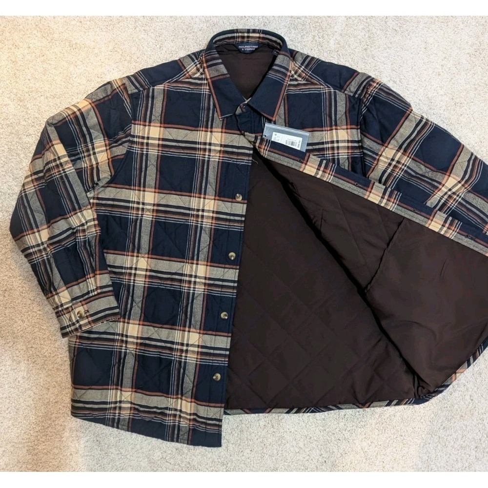 Men's Navy Chore Heavy Quilted Shirt Jacket Shacket XXL Workwear 2XL - Picture 2 of 16